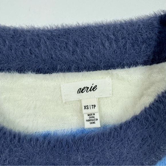 NWOT Aerie Flurry Crewneck Striped Sweater Blue Yellow - Picture 6 of 8